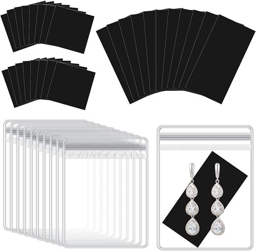 Lot de 120 sacs de rangement de bijoux anti-oxydation, bande anti-oxydation 3M PVC transparent sac de nettoyage de bijoux à fermeture automatique