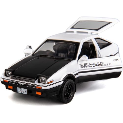 Modèle réduit de voiture Toyota AE86 Initial D à l'échelle 1/32, en alliage de zinc, jouet à tirer avec son et lumière, cadeau pour enfants, garçons et filles (noir)