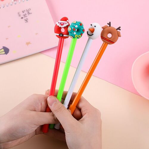 Lot De 4 Stylos Gel De Dessin Animé Mignons, Stylos À Bille Noirs Créatifs Pour Garçons Et Filles, Pour Noël