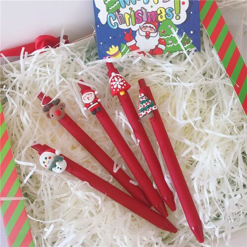 10 Stylos Gel De Noël Mignons De Dessin Animé Personnalité Créative Garçons Et Filles Écrivant Un Stylo À Bille Noir Stylo À Bille