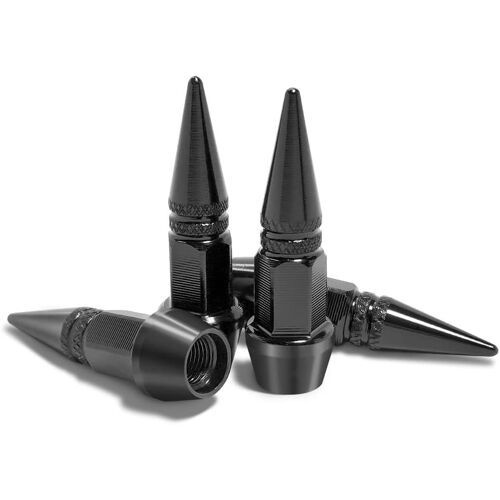 (Noir) Lot De 4 Couvercles De Valve En Aluminium, Couvercle De Valve De Vélo, Couvercle De Valve De Pneu De Voiture, Couvercle De Valve Universel Pour Voiture, Suv, Camion, Moto Et Vélo.