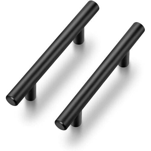 Lot de 3 poignées d'armoire de 12,7 cm en acier inoxydable noir mat pour tiroir de cuisine, longueur de 12,7 cm, trou central de 7,6 cm