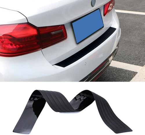Universel De Voiture Coffre Arrière Protecteur De Pare-Chocs Seuil De La Porte De Lattes Anti-Rayures Couvercle Décoratif De Pvc Anti-Rayures Avec 1 Rouleau Ruban Adhésif Double Face Et 1 Promoteur D'adhérence Pour Les Camionnettes (Noir)
