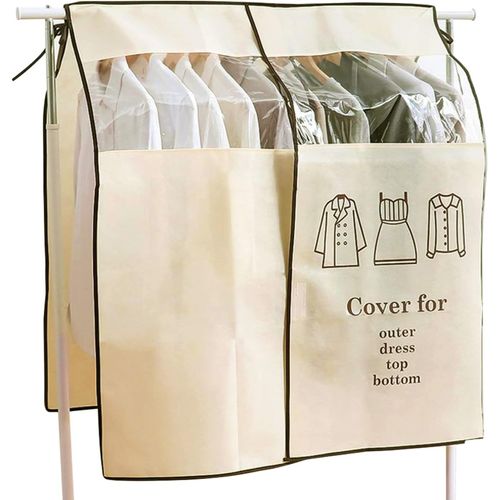 Maas-Housse Protège Housses De Vêtements 90 × 110cm Beige Housse De Anti-Poussière Protection Portant Universelle Garment Covers