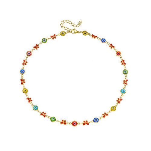 Collier Boho Vintage Papillon Rouge ?il Du Diable