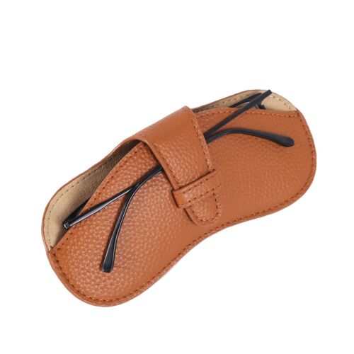 Étui À Lunettes Portable Sac De Rangement Pour Lunettes De Soleil En Peau De Vache - Marron 