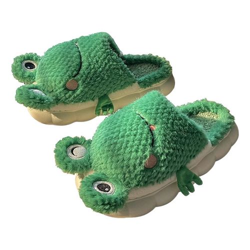 Pantoufles En Coton Grenouille Femme Dessin Animé Joli Couple Drôle Non