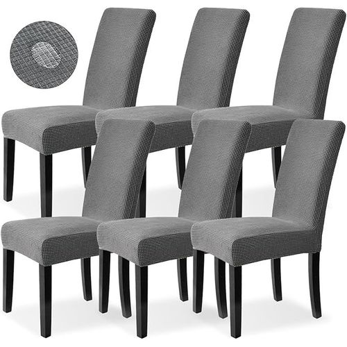 Lot De 6 Housses De Chaise Extensibles Et Lavables En Élasthanne Pour Chaises De Salle À Manger, Idéales Pour Mariage, Cuisine, Salle À Manger, Bureau, Maison, Hôtel, Banquet, Décoration (Gris)