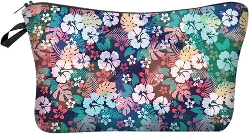 (Fleurs Colorées) Hommes Sac De Toilette, Trousse De Maquillage, Porte-Monnaie, Fermeture Éclair, Toile, Sac De Voyage, Du Maquillage, Organisateur De Sac, Adapté Pour Les Femmes Et Les Filles