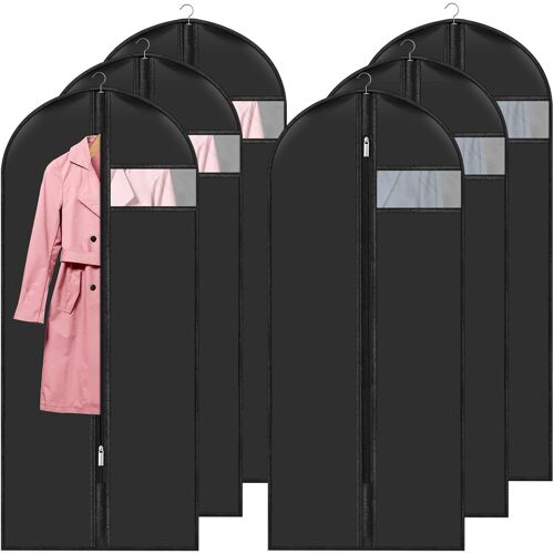 Jexnovashop-Housses De Vêtements 60 X 140 Cm Lot De 6, Housse De Protection Pour Vêtements Anti Poussière Imperméables Avec Zip, Housse Vetement À Suspendre Pour Rangement Pour Chemise Costumes Mante