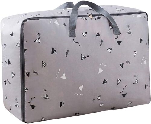 Grand sac de rangement 100 L (gris), pliable sous le lit pour couettes, couvertures, oreillers, jouets, manteaux et vêtements