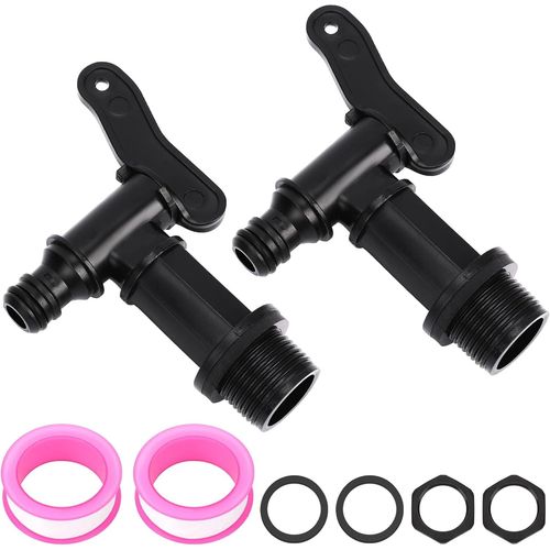 Robinet verseur, 2 Pack de Pluie Seau Bec du Robinet, Plastique Raccord Étanche Bande d'Étanchéité, Baril d'Eau de Robinet Verseur pour le Jardinage avec la Pluie Seau (Diamètre Extérieur 25mm)