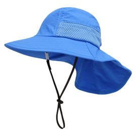 Chapeau De Soleil Bleu Pour Bébé, Chapeau Pour Filles Et Garçons, Protection Du Cou, Chapeau De Pêcheur Pour Enfants, Chapeau De Plage Respirant Pour Bébé Fille, Chapeau D'été Pour Tout-Petits