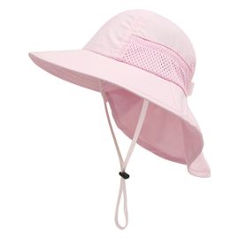 Chapeau De Soleil Rose Pour Bébé, Chapeau Pour Filles Et Garçons, Protection Du Cou, Chapeau De Pêcheur Pour Enfants, Chapeau De Plage Respirant Pour Bébé Fille, Chapeau D'été Pour Tout-Petits