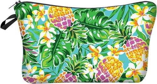 [Ananas Coloré] Trousse De Maquillage Trousse De Maquillage Sac De Voyage Étanche Motif Floral Pour Femme Cadeau D'anniversaire Fille Maman Amie