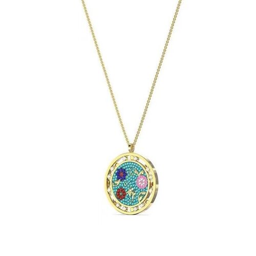 Shiori Cristal Ajouré Fleur Ronde Collier Femme Cercle Bleu Marque Fleur Yaoji Pull Femme Chaîne