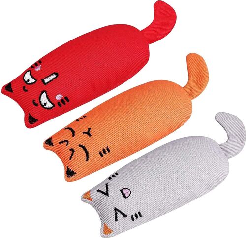 Lot De 3 Jouets À L'herbe À Chat Pour Chats Adultes D'intérieur, Jouets À Mâcher Doux Pour Chatons, Jouets Interactifs En Peluche À L'herbe À Chat, Oreiller À L'herbe À Chat Mignon 