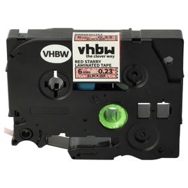 vhbw Ruban compatible avec Brother PT H100R, P700 imprimante d'étiquettes 8m x 6mm Noir sur Rouge paillettes, laminée