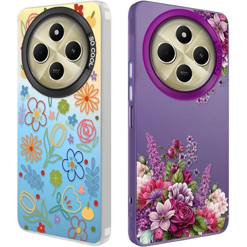 Lot De 2 Coques Pour Xiaomi Redmi 14c 4g/ Poco C75 6,88"", Motifs Fleurs Roses Florales Esthétiques Étui Protection Appareil Photo Antichoc Téléphone Portable Case Pour Femme, Irisé