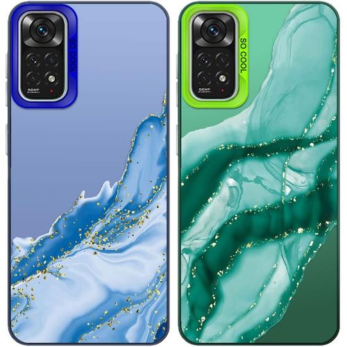 Lot De 2 Coques De Téléphone Pour Xiaomi Redmi Note 11 4g/Note 11s 4g, Motif Marbre Esthétique, Coque Arrière En Polycarbonate Rigide Avec Pare-Chocs En Silicone Tpu Souple Mat Antichoc -