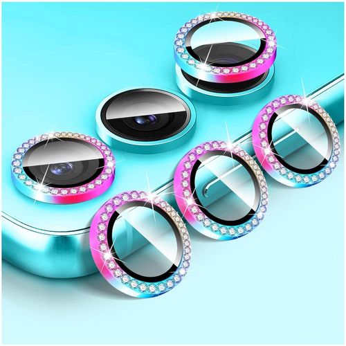 Protecteur D'objectif D'appareil Photo Diamant Pour Samsung Galaxy A35/A55, Protecteur De Couvercle De Caméra En Verre Trempé, Anneau Métallique En Aluminium Individuel Bling