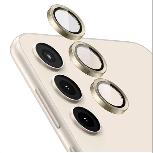 [PROTECTION COMPLÈTE CAMÉRA ARRIÈRE PROTECTEUR COMPATIBLE AVEC SAMSUNG GALAXY A05S, [DOUBLE PROTECTION] METAL + VERRE TREMPÉ, VERRE TREMPÉ CAMERA - GOLD