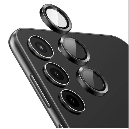 [Protection Complète Caméra Arrière Protecteur Compatible Avec Samsung Galaxy A55, [Double Protection] Metal + Verre Trempé, Verre Trempé Camera - Black