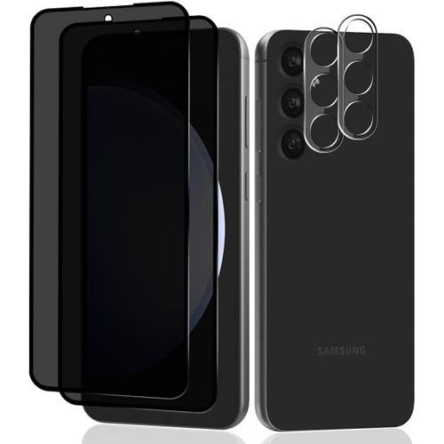 [2+2 Pièces Verre Trempé Pour Samsung Galaxy S23 Fe Anti-Espion Protection Écran + Galaxy S23 Fe Caméra Verre Trempé,9h Dureté Privacy Film Protecteur D'écran Pour Samsung Galaxy S23 Fe