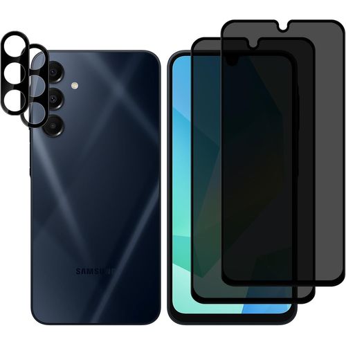 SJZG-Verre Trempé Anti-Espion Compatible Avec Samsung Galaxy A16 5G, [2+2 Pièces] Film Protection Ecran Confidentialité + Caméra Arrière Protecteur 9H Dureté Pour Samsung Galaxy A16 5G