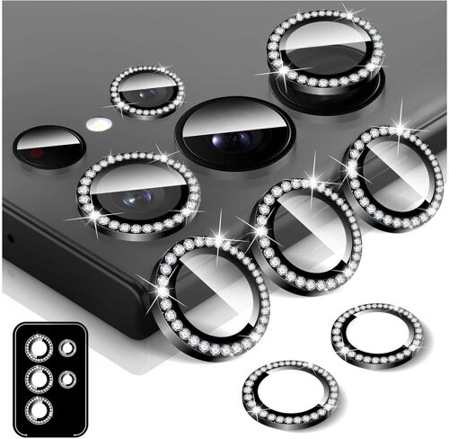 Protecteur D'objectif D'appareil Photo Diamant pour Samsung Galaxy S25 Ultra, Protecteur de Couvercle de Cam¿¿ra en Verre Tremp¿¿, Anneau M¿¿tallique en Aluminium Individuel Bling