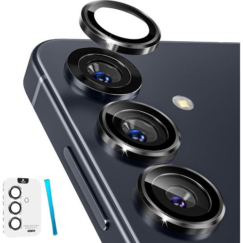 Protection Objectif Caméra Pour Samsung Galaxy S25 6,2"", Ar+Af Verre Trempé & Alliage Aluminium Anneau Anti-Rayures 9h Caméra Arrière Protecteur, Hd Transparent [Pas Pour S25+], Noir