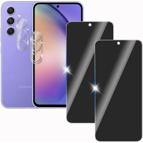 KALANKA-2 Pièces Anti-Espion Protection Écran Verre Trempé pour Samsung galaxy A54 avec 2 Pièces Protecteur d'objectif de Camera,Vitre Protection Film Dureté 9H Confidentialité,Anti Rayures