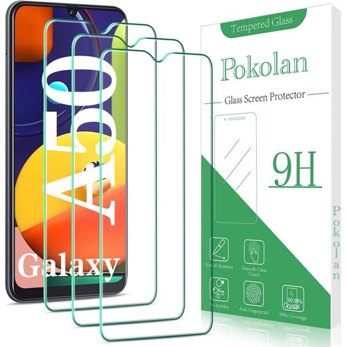SJZG-Lot De 3 Verre Trempé Pour Samsung Galaxy A50 Film Protection Écran, 0.33Mm Ultra Trasparente, Dureté 9H, Anti-Rayures, Sans Bulles, Facile À Installer