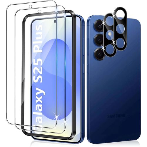 CAUC-Verre Trempé pour Samsung Galaxy S25 Plus / S25+ 5G, 2 Pièces Film Protection écran et 2 Pièces Caméra Arrière Protecteur, Anti-Rayures,Dureté 9H Glass, HD Transparent