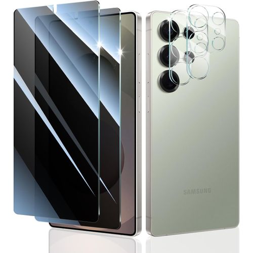 Verre Trempé Anti-Espion Pour Samsung Galaxy S25 Ultra, 2*Vitre Protection Ecran Protege Accessoire Et 2*Protection Camera Objectif Arriere Appareil Phot, Résistance Aux Rayures, Dureté 9h