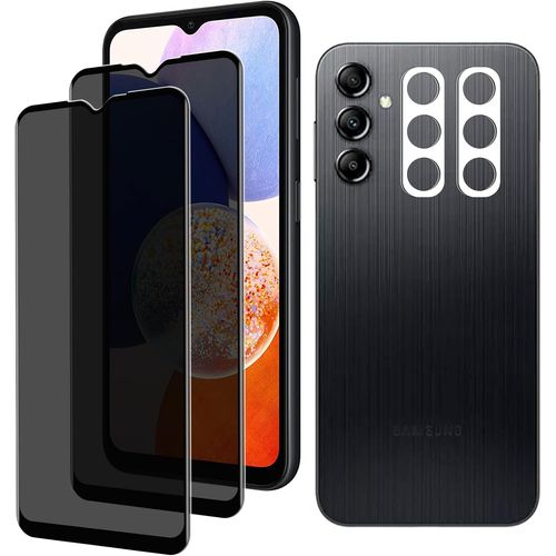 Film De Confidentialité Verre Trempé 9h Pour Samsung Galaxy A14 4g - Pack 2 Films Écran + 2 Protections Caméra Arrière