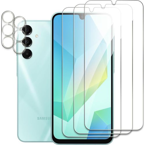 Khkui-[5 Pièces] 3 Pièces Verre Trempé Pour Samsung Galaxy A16 Avec 2 Pièces Caméra Arrière Protecteur, Ultra Résistant Film Protection Écran, Dureté 9h, Sans Bulles, Anti-Rayures