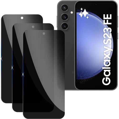 Lot De 3 Protections Écran Verre Trempé Vie Privée Pour Samsung Galaxy S23 Fe - Dureté 9h, Anti-Espion & Anti-Empreintes, Ultra-Fin 0,18 Mm, Pose Sans Bulles, Bords 2.5d, Toucher Réactif