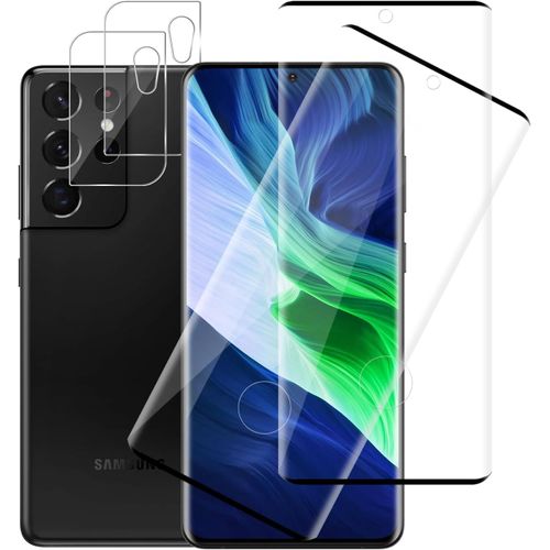 KAL-2+2 Pièces Verre Trempé Pour Samsung Galaxy S21 Ultra 5G, Avec Caméra Arrière Protecteur, 3D Vitre Protection Pour Galaxy S21 Ultra, Incassable Ultra Hd Claire S21 Ultra 5G Protection Écran