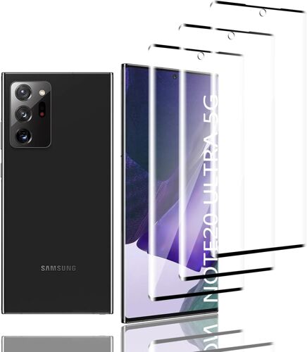 Hqselection® Lot De 3 Verre Trempé Pour Samsung Galaxy Note 20 Ultra .Film De Protection D'écran Incurvé Couverture Complète Noir - Anti Rayures - Ultra Résistant Dureté 9h