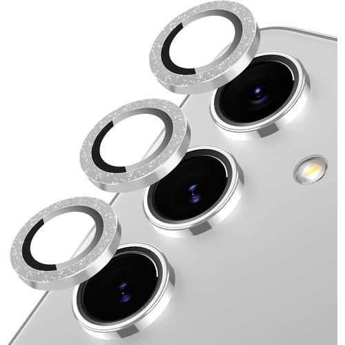 Caméra Arrière Protection Pour Samsung Galaxy S25 Plus/S25+ 5g Verre Trempé,Pailleté Protecteur Objectif Lentille,9h Dureté Hd Définition Anti-Rayures Résistant Lens Camera Protector,Argent