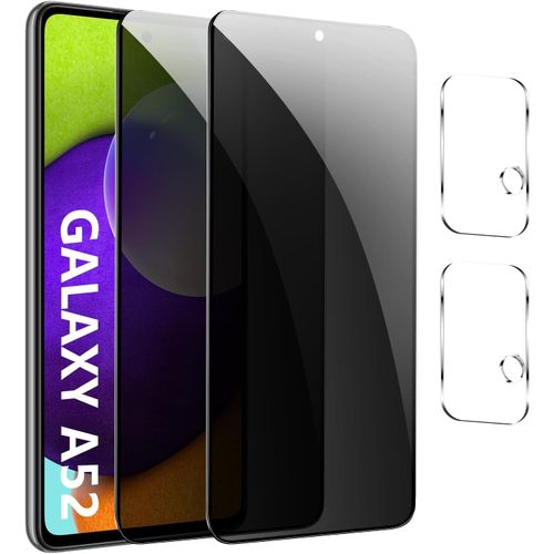 Kal-¿2+2 Pièces¿Verre Trempé Protection Écran Anti-Espion Pour Samsung Galaxy A52,Film De Protection En Verre Trempé, Anti-Espion,Dureté 9h