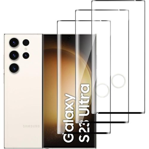 Lot De 3, Verre Trempé Pour Samsung Galaxy S23 Ultra,Film Protection Écran Efficace Contre Les Rayures,3d Incurvé Couverture,Dureté 9h Glass,Compatible Samsung Galaxy S23 Ultra