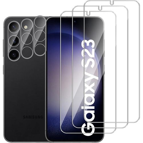 Pack 3 Verres Trempés 0,33 Mm 9h Pour Samsung Galaxy S23 + 3 Protections Caméra Arrière - Ultra Clair, Anti-Rayures, Sans Bulles, Haute Sensibilité