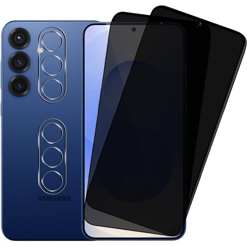 Verre Trempé Anti Espion Pour Samsung Galaxy S25 5g, 1 Pièces Privacy Film Et 2 Pièces Protecteur Caméra Arrière, Sans Bulles 9h Dureté Anti-Spy Protection Écran Pour Samsung Galaxy S25 5g