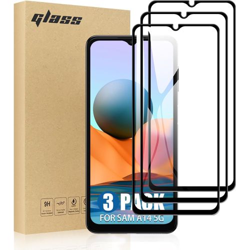 Sjzg-Lot De 3 Films De Protection D'écran Pour Samsung Galaxy A14 5g En Verre Trempé, Couverture Complète En Verre Trempé Pour Samsung Galaxy A14 5g, Protection Bord À Bord