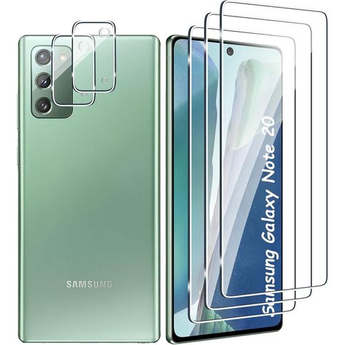 CAUC-[3+2 Pièces Verre Trempé Pour Samsung Galaxy Note 20 et Caméra Arrière Protecteur,Sans Bulles,9H Dureté,Anti-Rayures,HD Film Protection Ecran pour Samsung Galaxy Note 20
