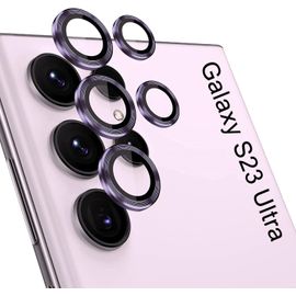 Protecteur De Lentille Pour Samsung Galaxy S23 Ultra - Verre Trempé Hd Ultra-Fin Et Cadre En Alliage D'aluminium, Protection 360° Anti-Rayures, Violet