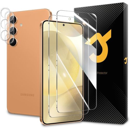 CAUC-2 Pièces Verre Trempé pour Samsung Galaxy S24 Plus/S24+ Protection Ecran +2 Pièces Caméra Arrière Protecteur,9H Dureté, Anti Rayures, Sans Bulles Film