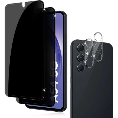 Ersan-Pour Samsung Galaxy A54 5g Anti-Espion Verre Trempé+ Caméra Arrière Protecteur 2+2 Pièces, 9h Dureté Privacy Verre Trempé Membrane Anti-Spy Protection D'écran Anti-Peeping
